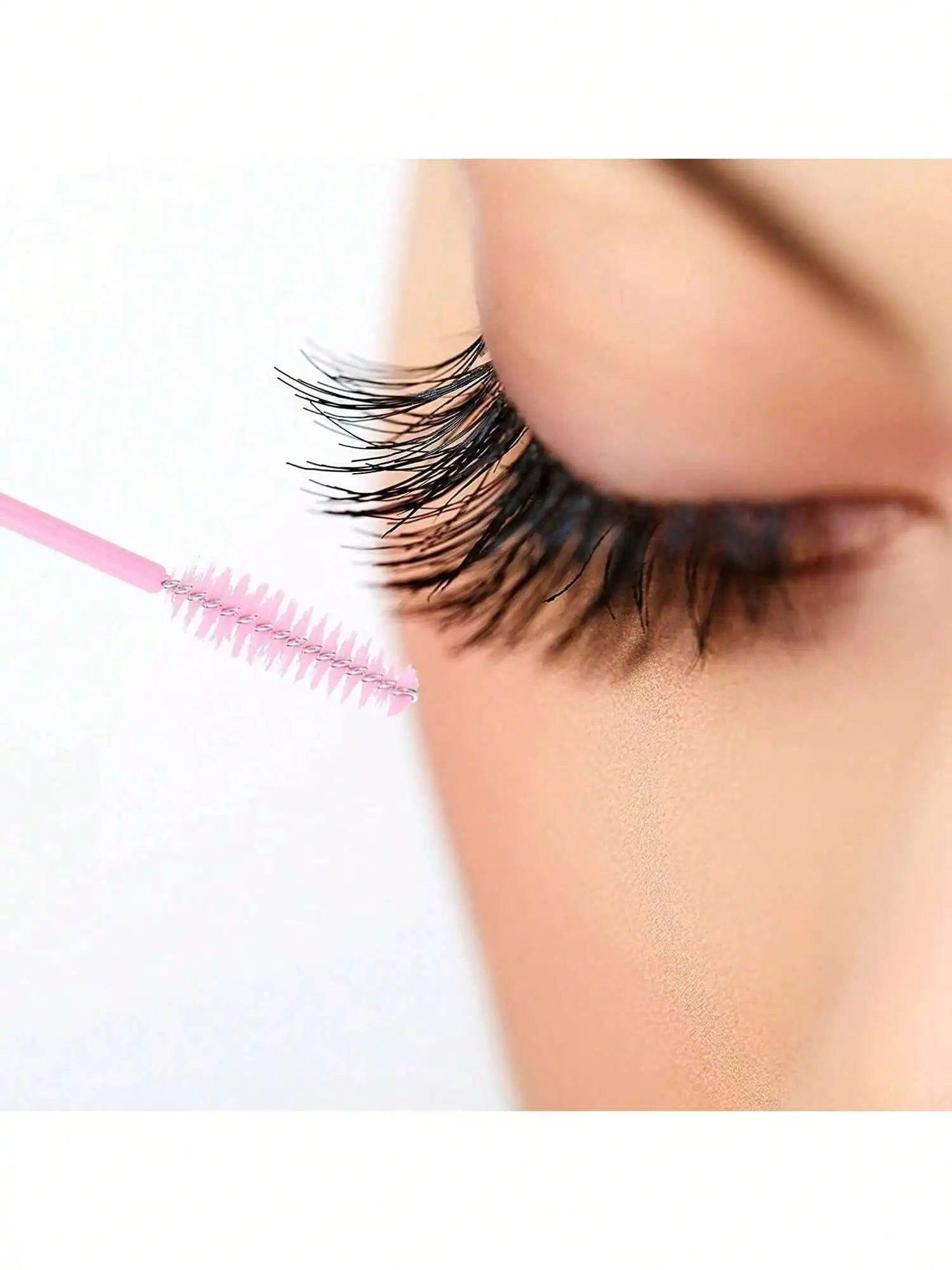 50 Stück Einweg-Mascara-Zauberstäbe, Wimpernbürsten-Spulen mit Nylonborsten, parfümfreier Augenbrauen-Verlängerungsapplikator mit Kunststoffstab ﻿