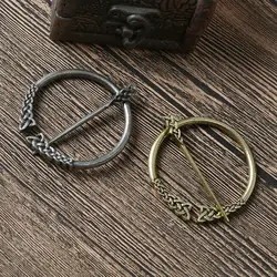 Viking Brooch Metal Round Circle Clip Buckle Clothing Ring Wrap Holder Silk Scarf Ring Clip T-shirt Tie Clip Women Ornament
