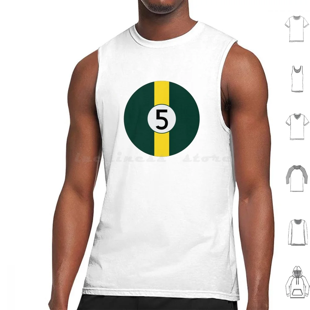 #5 Racing Livery Tank Tops Print Cotton Lotus 49 Motorsport Racing Car Livery Green Vintage Chapman 5 Jim Clark