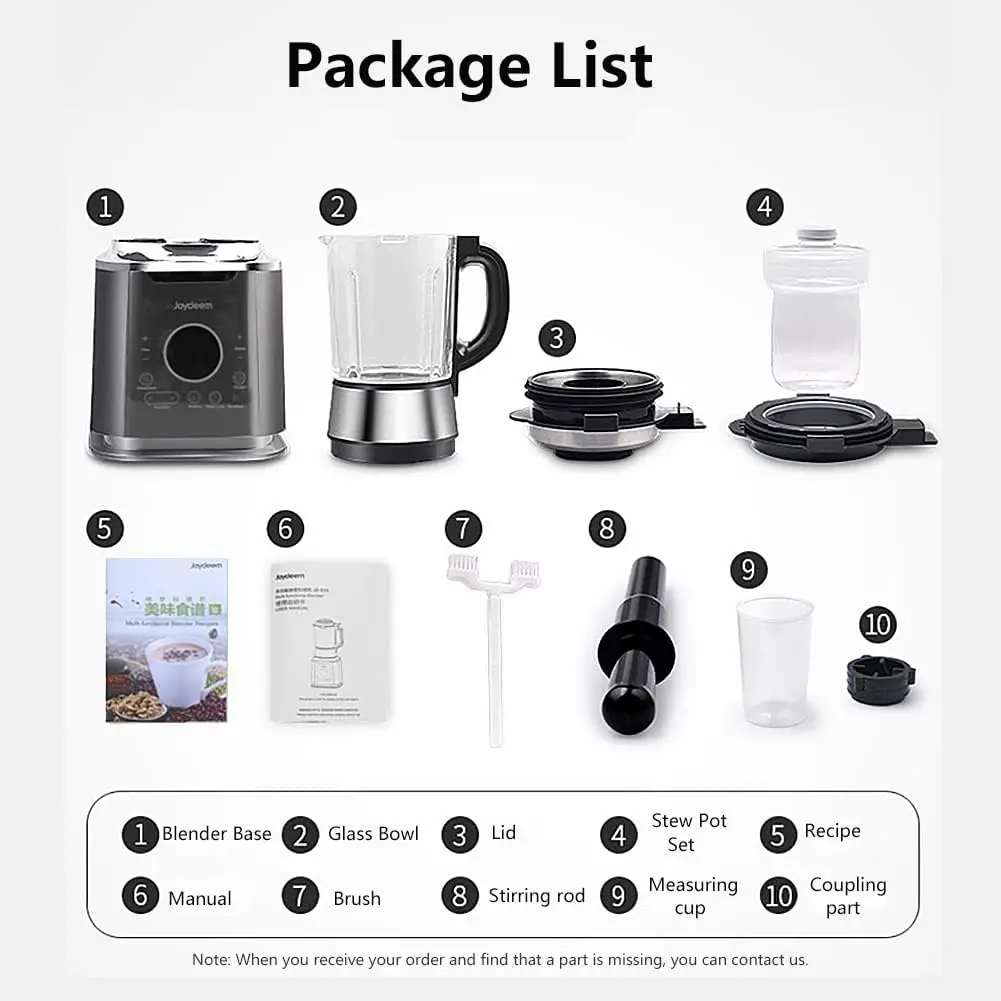 クッキングブレンダー JD-D16、豆乳・ジュース用温冷ブレンダー、シチューポット付きスープメーカー、1.75L(59オンス)、1200W、ブラック