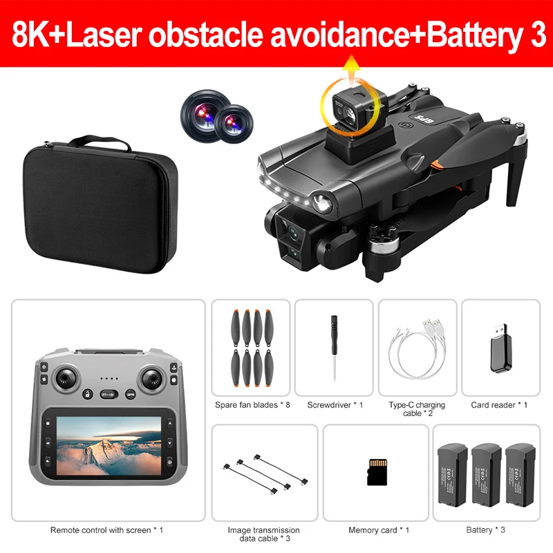 Xiaomi V198MAX GPS Drone 8K Professional Camera Aerial FPV Brush Laser Obstacle with Large Screen Remote Control Folding Dron