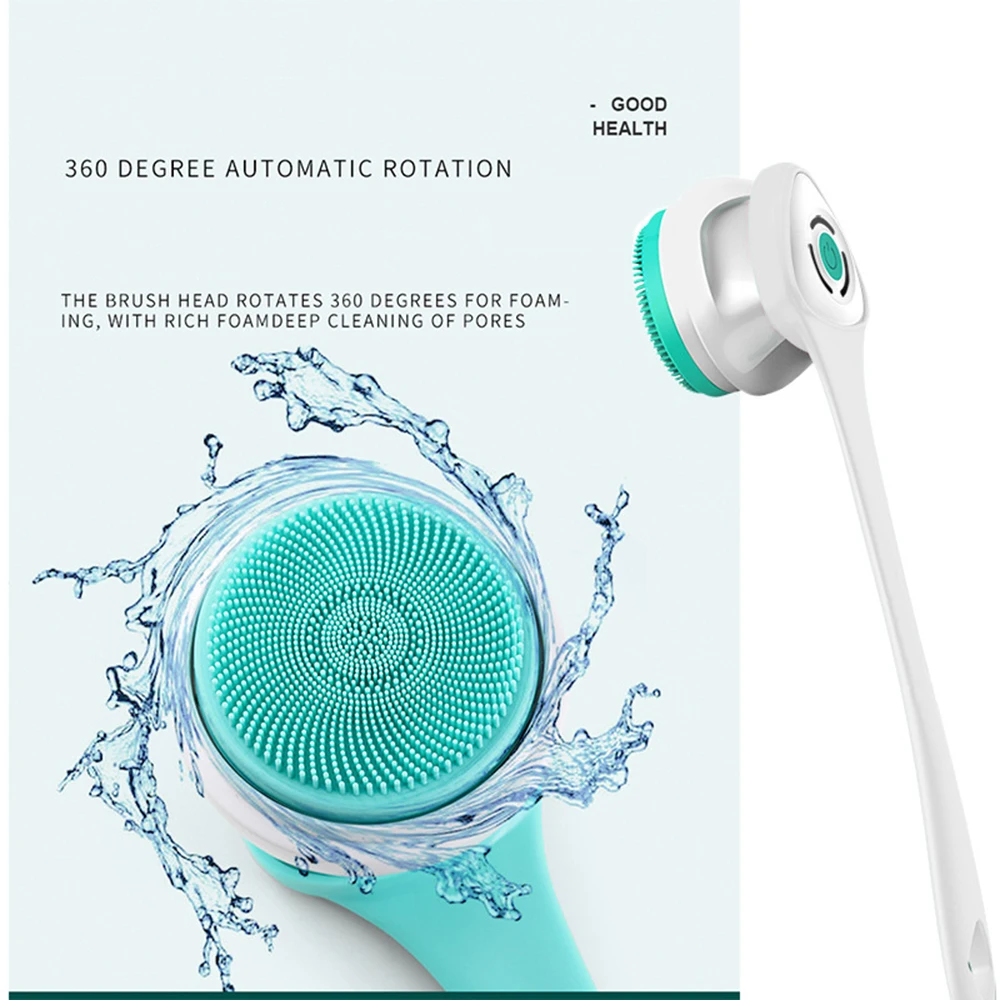 Silicone Exfoliating Cleaning Brush Electric Shower Brush Back Body Shower Sponge Scrub Brush Waterproof Bathroom Accessories