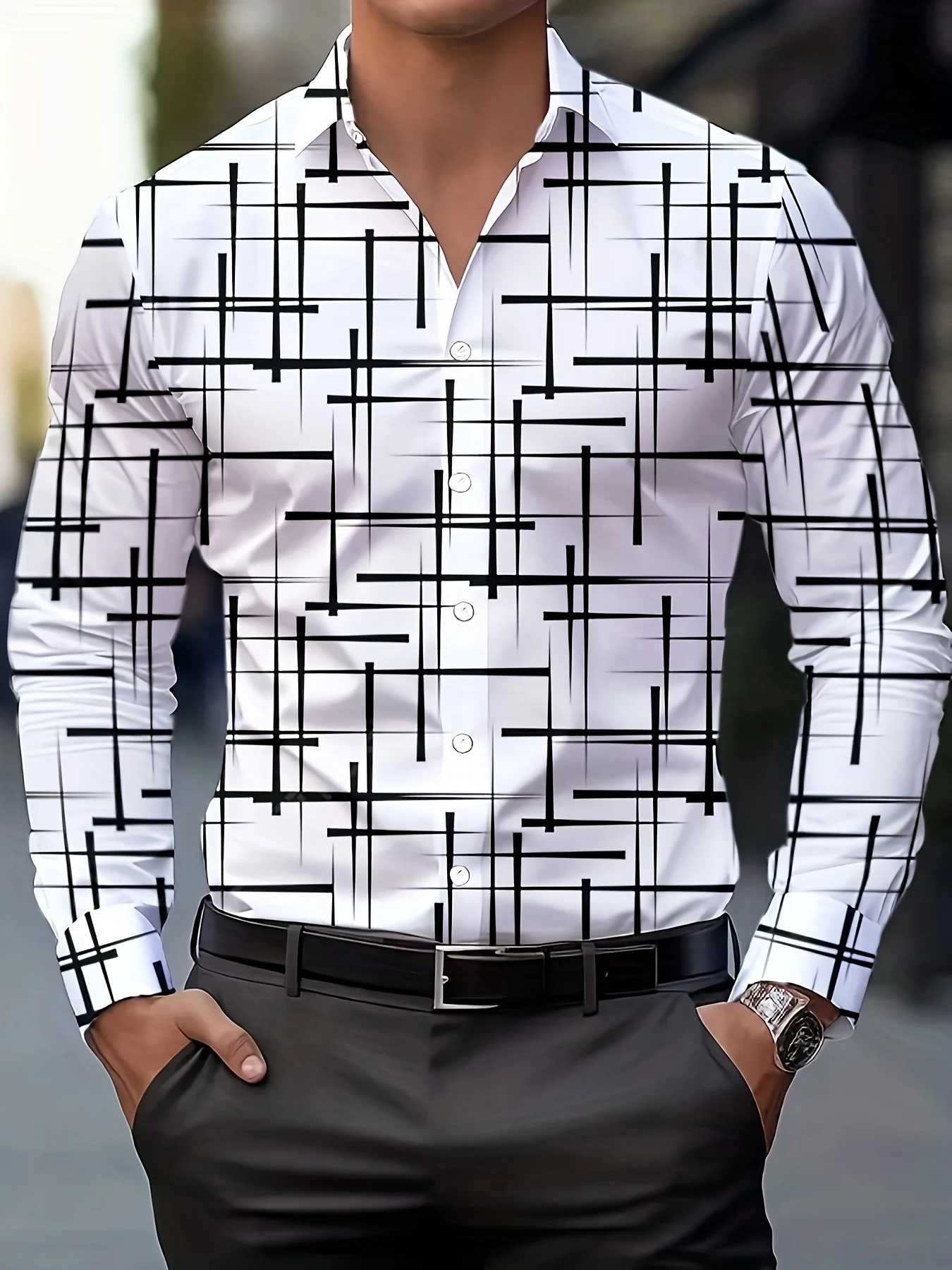 

Мужская рубашка с длинным рукавом с разноцветной геометрией, повседневная клетчатая цветная летняя новая рубашка с 3D принтом и лацканами, мужская модная одежда унисекс