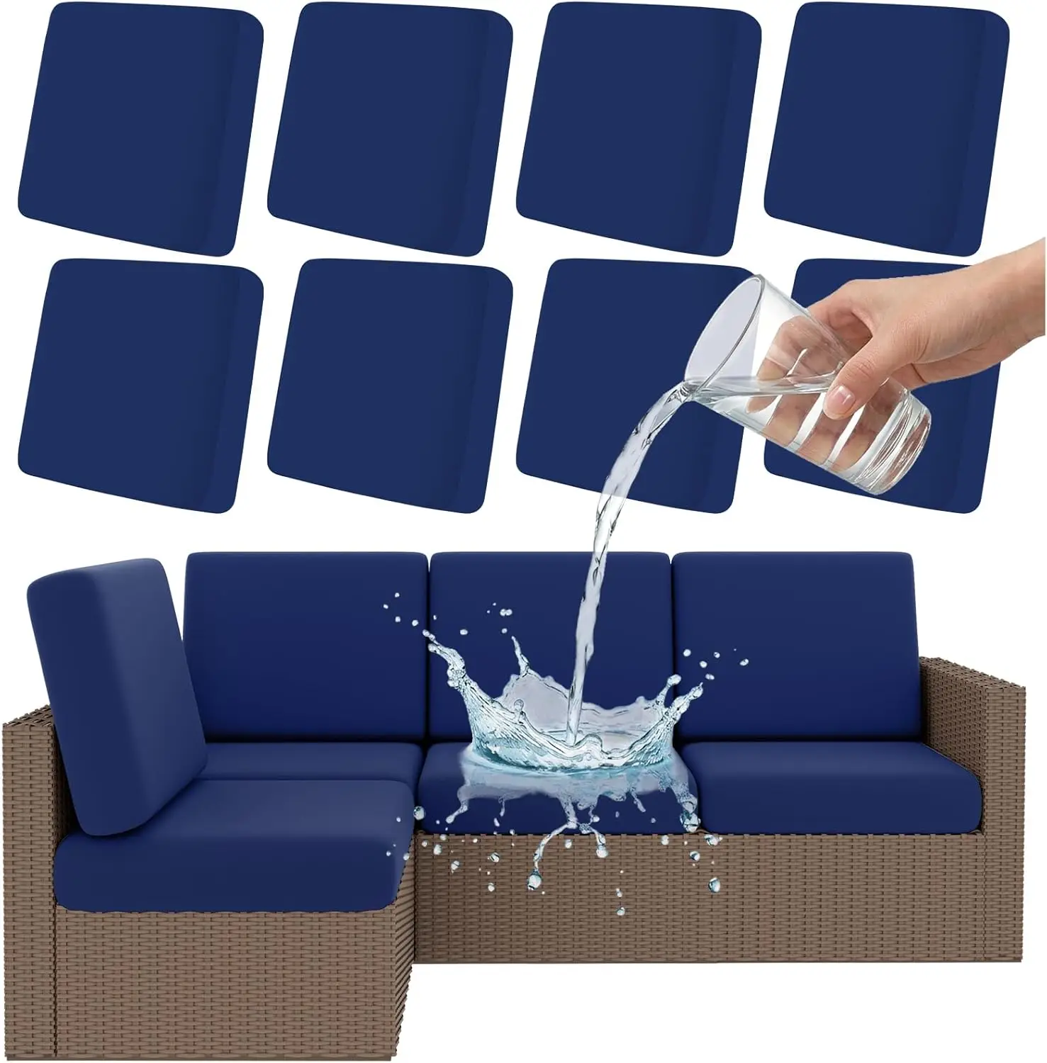 

Waterproof Patio Cushion Covers, Stretch Outdoor Couch Slipcovers Replacement Washable Furniture Protector for Dogs and Pets (8