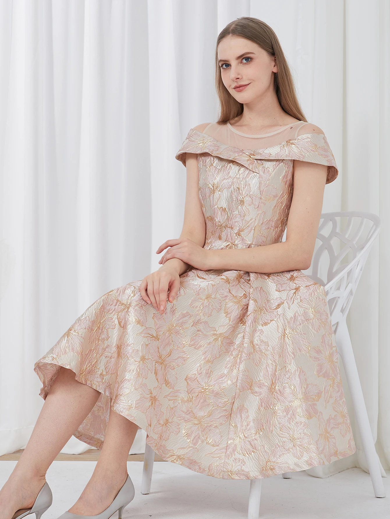 DEVCHATA, nuevo Vestido de noche corto de lujo para mujer, Vestido de fiesta bordado de retazos Jacquard, Vestido elegante de corte A, Vestido de baile Floral