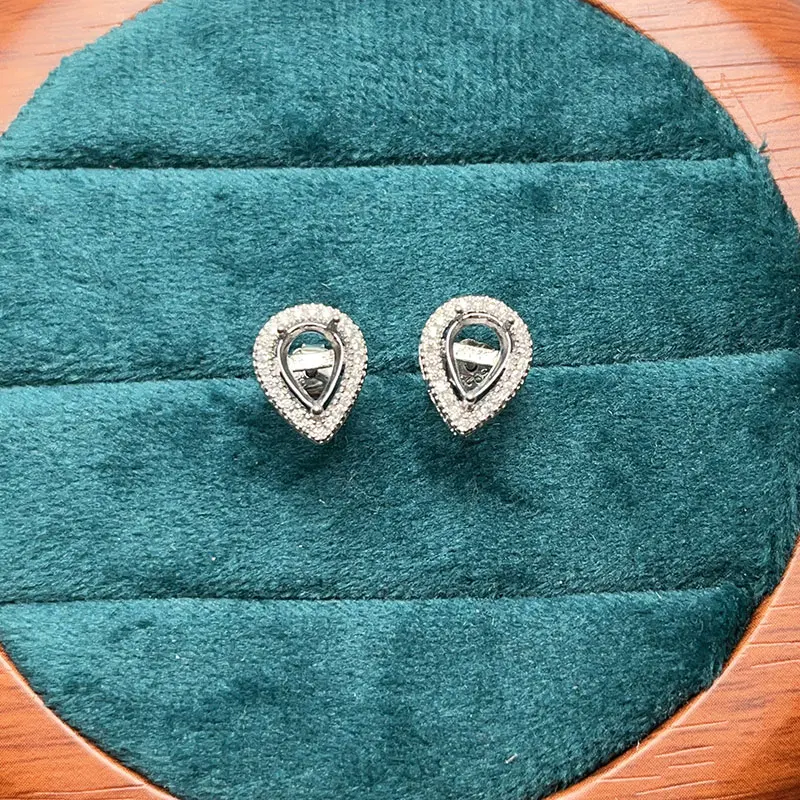 Silver Allergy Free Earrings Setting 3 Layers 18K Gold Plating 4mm*6mm and 5mm*7mm Semi Mount Gemstone Stud Earrings