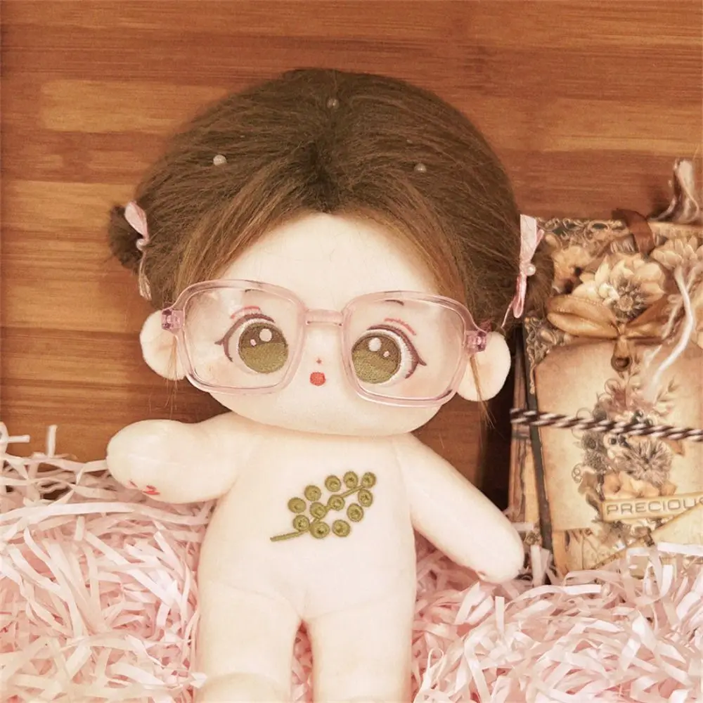 

Square Frame Doll Half Frame Glasses Mini Facial Decoration Mini Stuffed Doll Headset Retro Model 20cm Doll Headwear Idol Doll