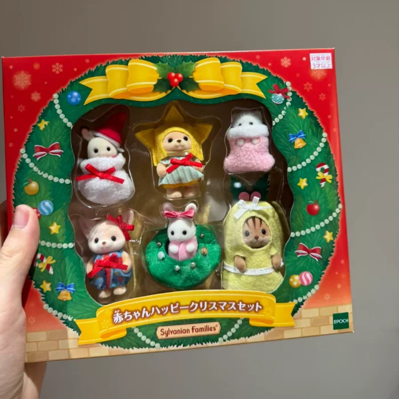 Rarity Sylvanian Families Christmas Box Set Star Bear Bell Shaped Chipmunk Christmas Socks Chocolate Rabbit Decor Girl Gifts