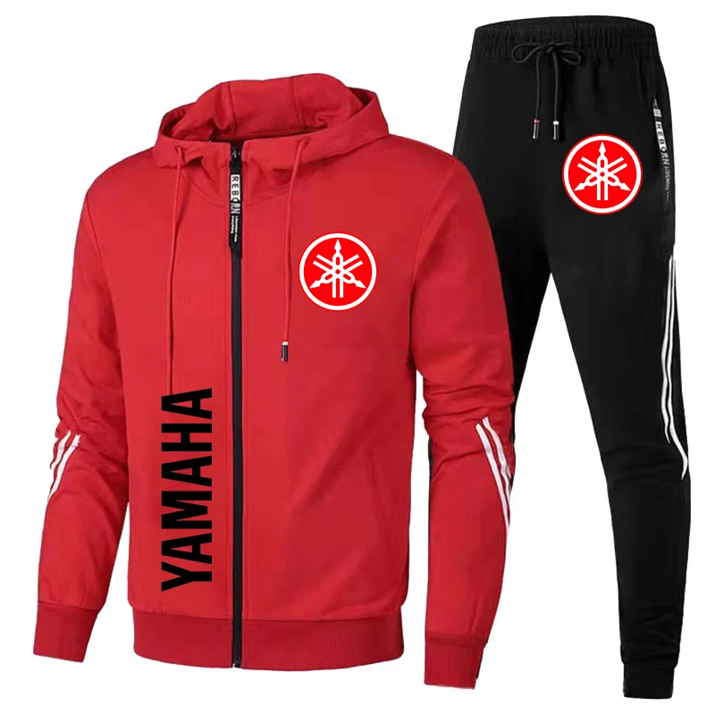 Yamaha Tracksuit Man Car Logo Print Men Sportswear Zip Sweatshirt+Pant 2 Piece Sets Casual Fitness Running Yamaha Men\'s Clothing