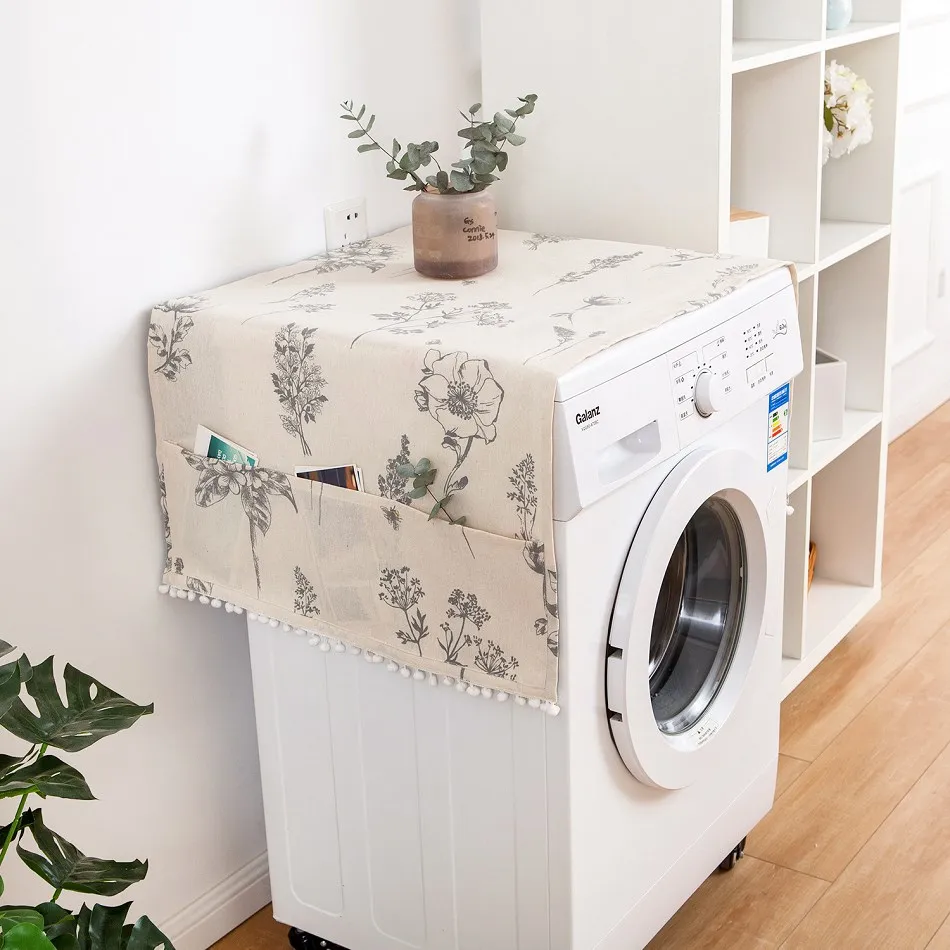 

Floral Grass Print Washing Machine Cover Washing Machine Dust Cover Oven Microwave Refrigerator Protecor Modern Home Decor