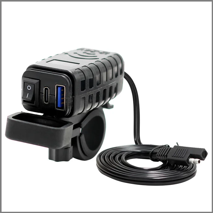 66W fast charging motorcycle car mobile phone charger high current QC + PD digital display with electronic buttons