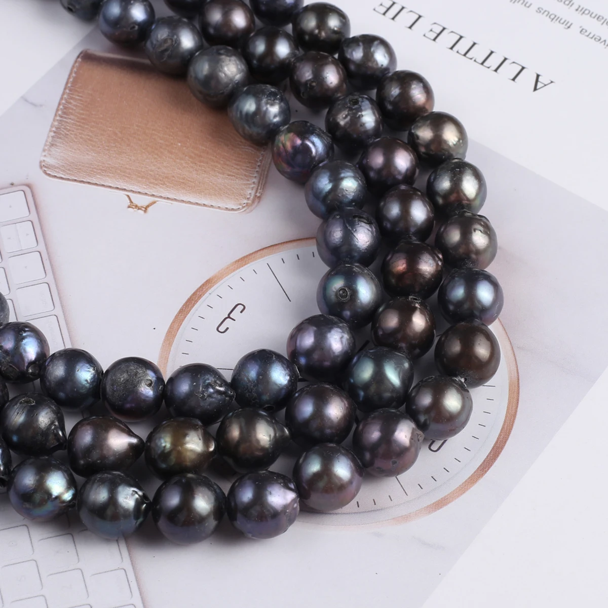 Natural Freshwater Black Pearl Irregular Shape Circular Beaded Pearl Jewelry Making DIY Necklace Bracelet Accessories 36CM
