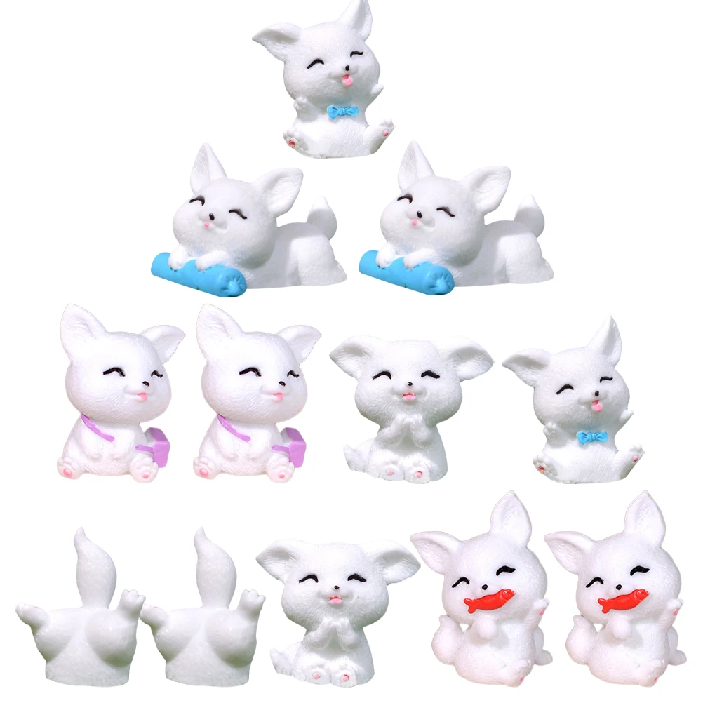 Mini renard en résine, artisanat Animal pour Micro paysage, ornement de jardin, bonsaï, décoration de maison, accessoire de Pot Succulent, 12 pièces