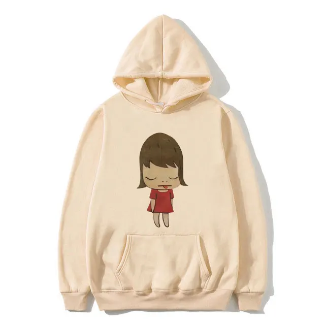 

Yoshitomo Nara Sticking Out Tongue Red Dress Girl Baby Graphic Hoodie Men Women Cartoon Casual Fleece Cotton Hooded Sweatshirt