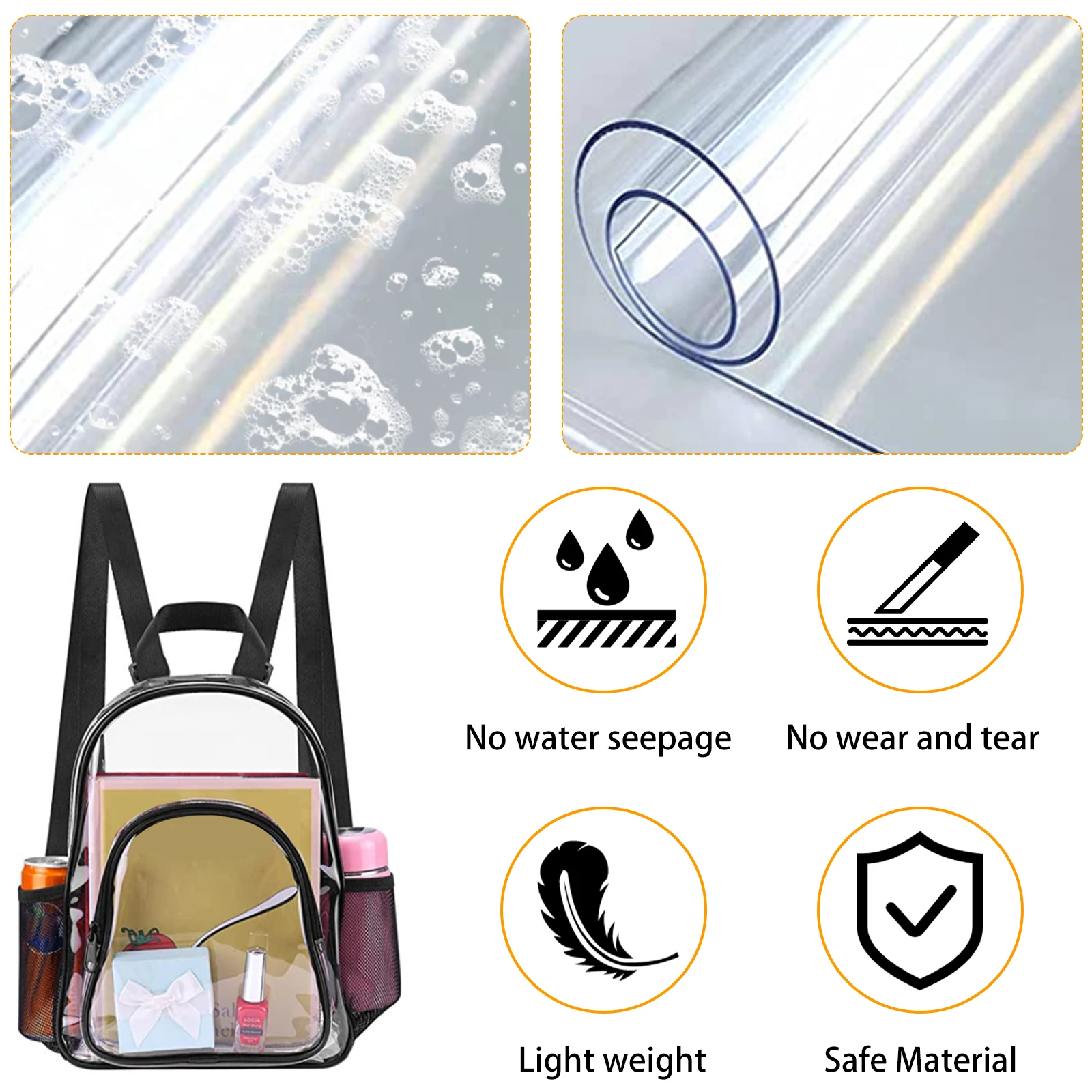 1-3Pcs PVC 투명 배낭 휴대용 야외 스포츠 피트니스 배낭 캐주얼 여행 보이는 배낭 핸드백