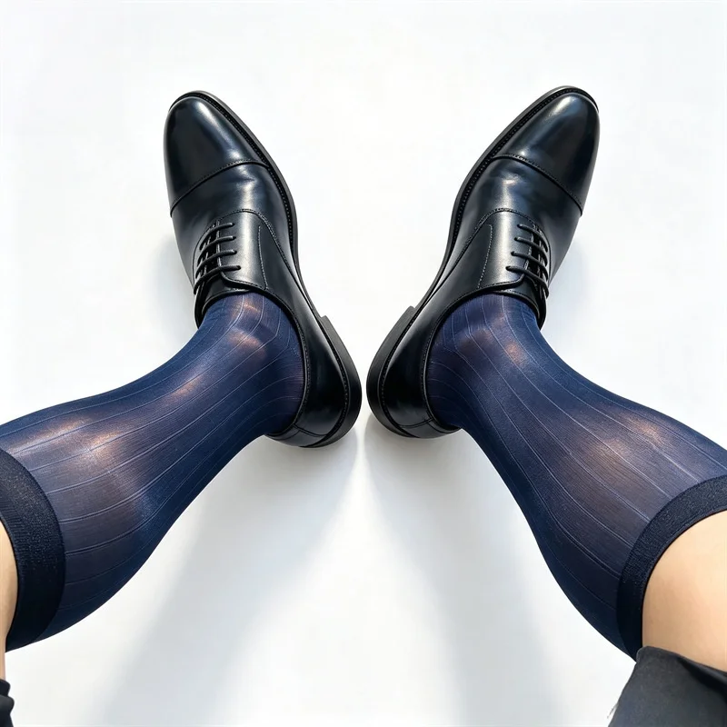 Miosam 0D Top Quality Man Aurora reflective ultra-thin Transparent Sexy Comfort Gentlemen Dress Socks Anti-Odor Business Socks