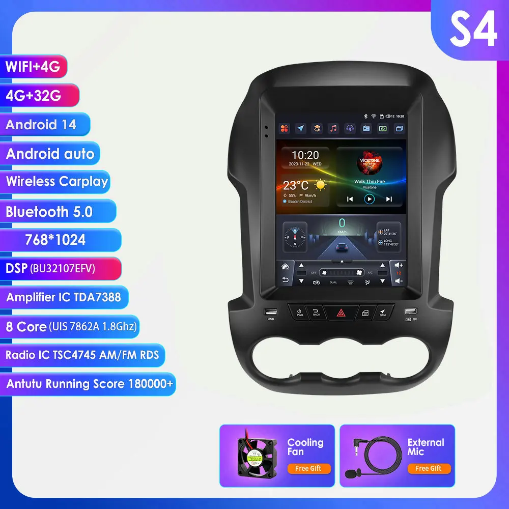 9.7" Carplay Android Auto Intelligente systemen voor Ford Ranger F250 2011 - 2015 Multimediaspeler 7862 8Core Autoradio GPS RDS DSP