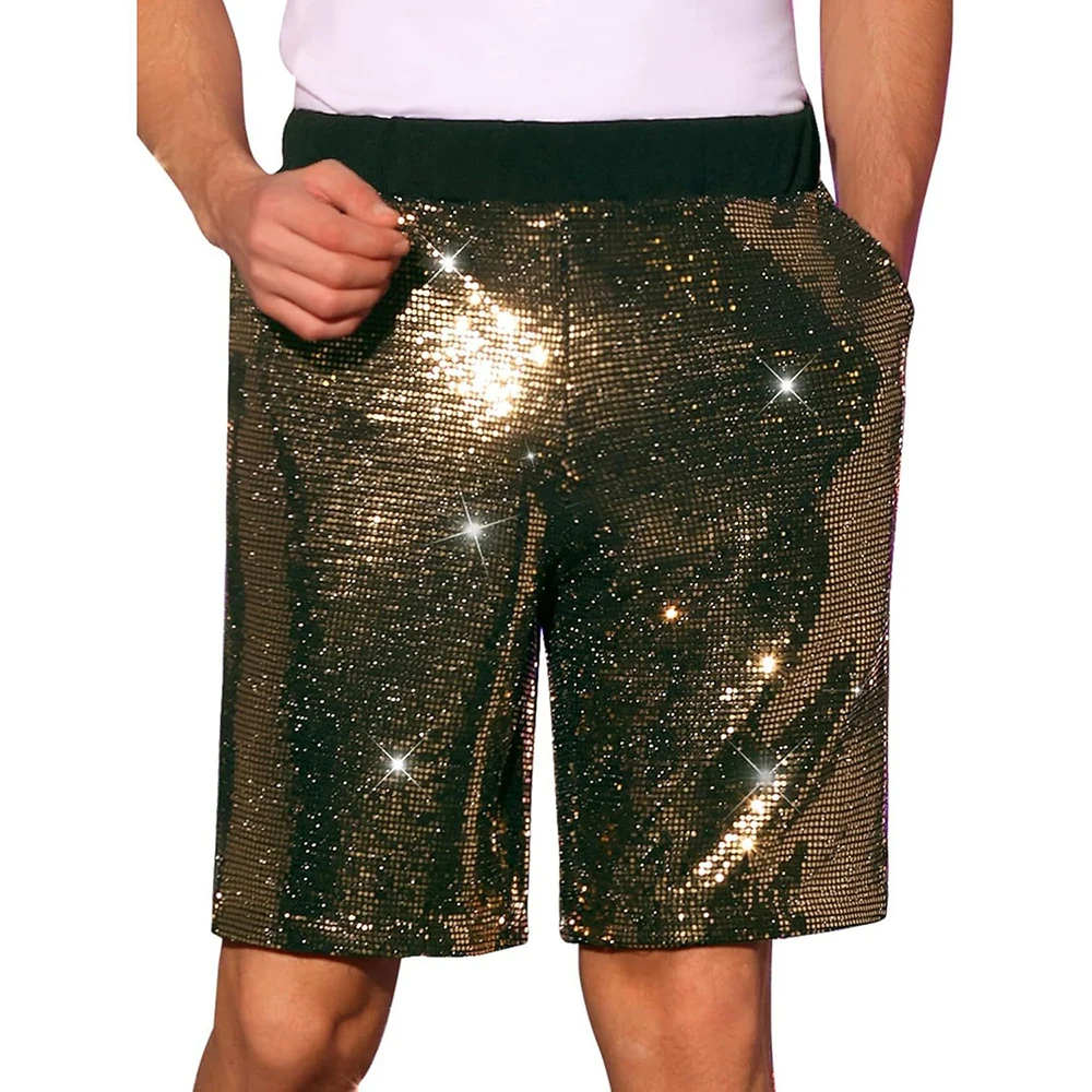 

Мужские шорты с пайетками, бальные шорты для выступлений на сцене, летняя уличная одежда, блестящие трендовые повседневные короткие мужские костюмы, новинка 2023 года