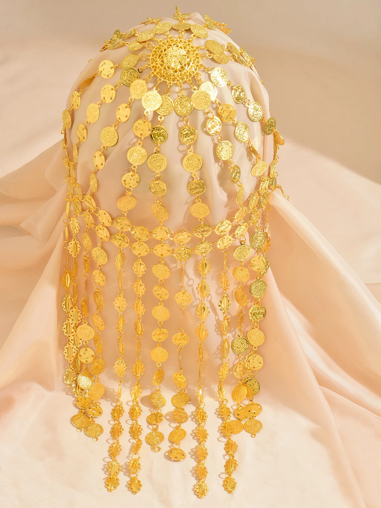 Middle Eastern vintage court-style curtain, coin-shaped mask, dance necklace, creative headwear, hairband. Middle Eastern trendy image 3