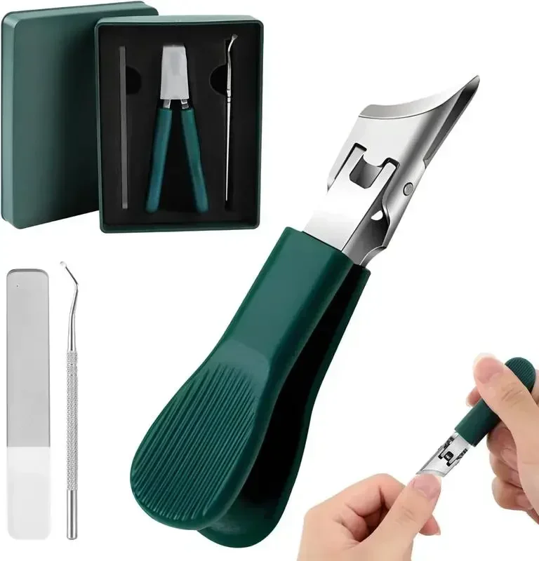 

【FreeShip】Sharp! 3-Piece Green Eagle Beak Nail Clipper Set – Large Opening, Anti-Splash Beveled Clippers for Thick & Hard Nails