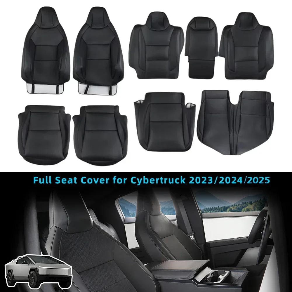 

for 2024 2025 Cybertruck Seat Covers Full Set Full Wrapping Edge PU Leather Seat Protector for Tesla Cybertruck Accessories