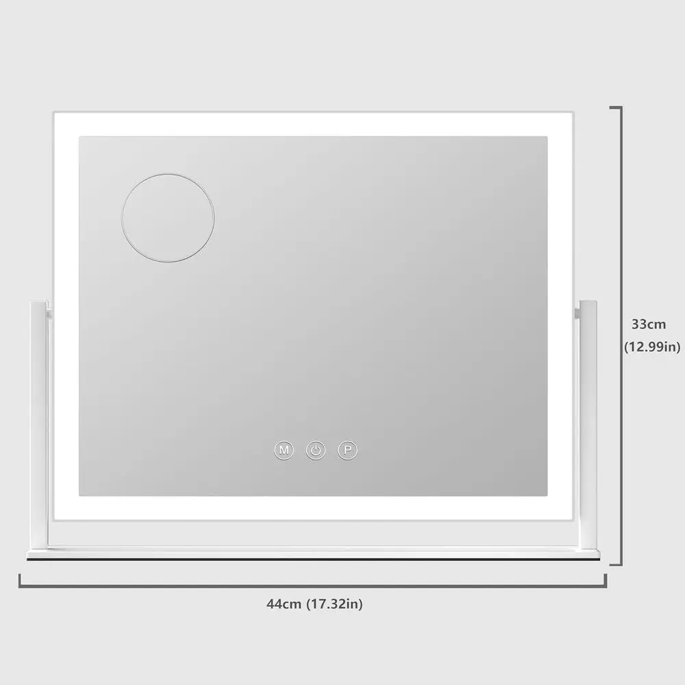 17.3 مرآة هوليوود فانيتي LED مع تكبير 5X، 3 أوضاع إضاءة، تحكم باللمس، 360 درجة ° دوران - أبيض #2