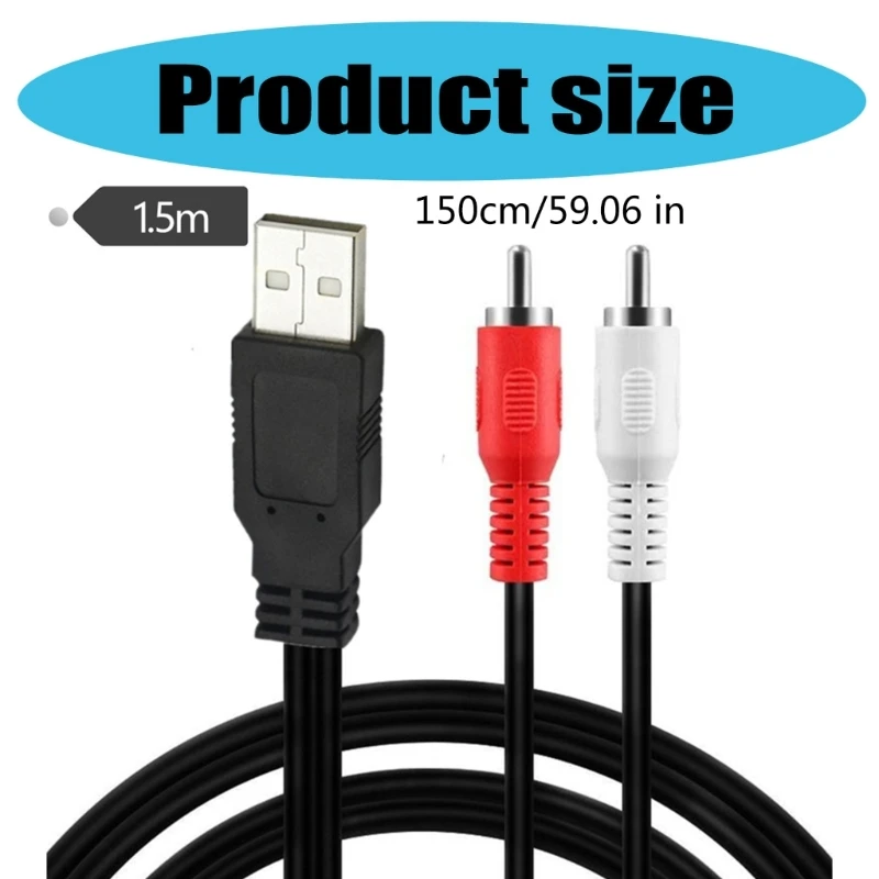 Câble adaptateur Conversion USB mâle vers 2RCA mâle, cordon connexion Flexible 1.5m pour lecture médias à