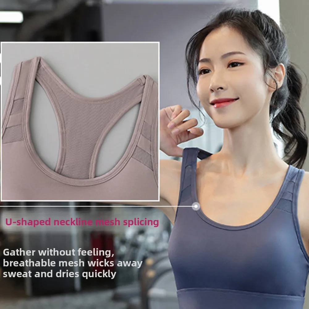 

Fitness Crop Top Fixed Pad Sports Bra Beauty Back Shockproof Yoga Underwear Slim Anti Sagging Training Fitness Bra Girls