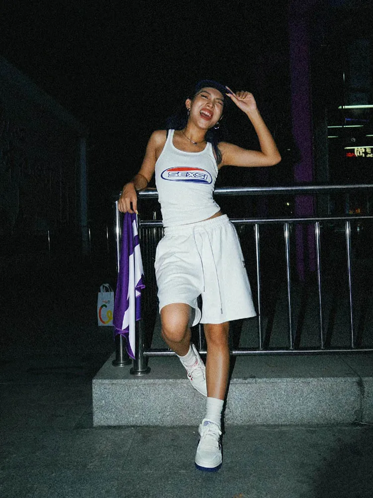 

Y2k уличный жилет, белый тонкий топ на плечах, модный повседневный женский сексуальный топ с буквенным принтом