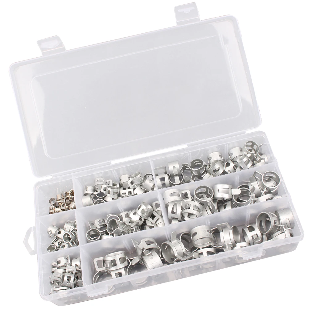 

160pcs Elastic Hoop Combination Durable Metal Spring Clamps for Hose Water Pipe Fuel Line Adjustable Worm Gear Fastener