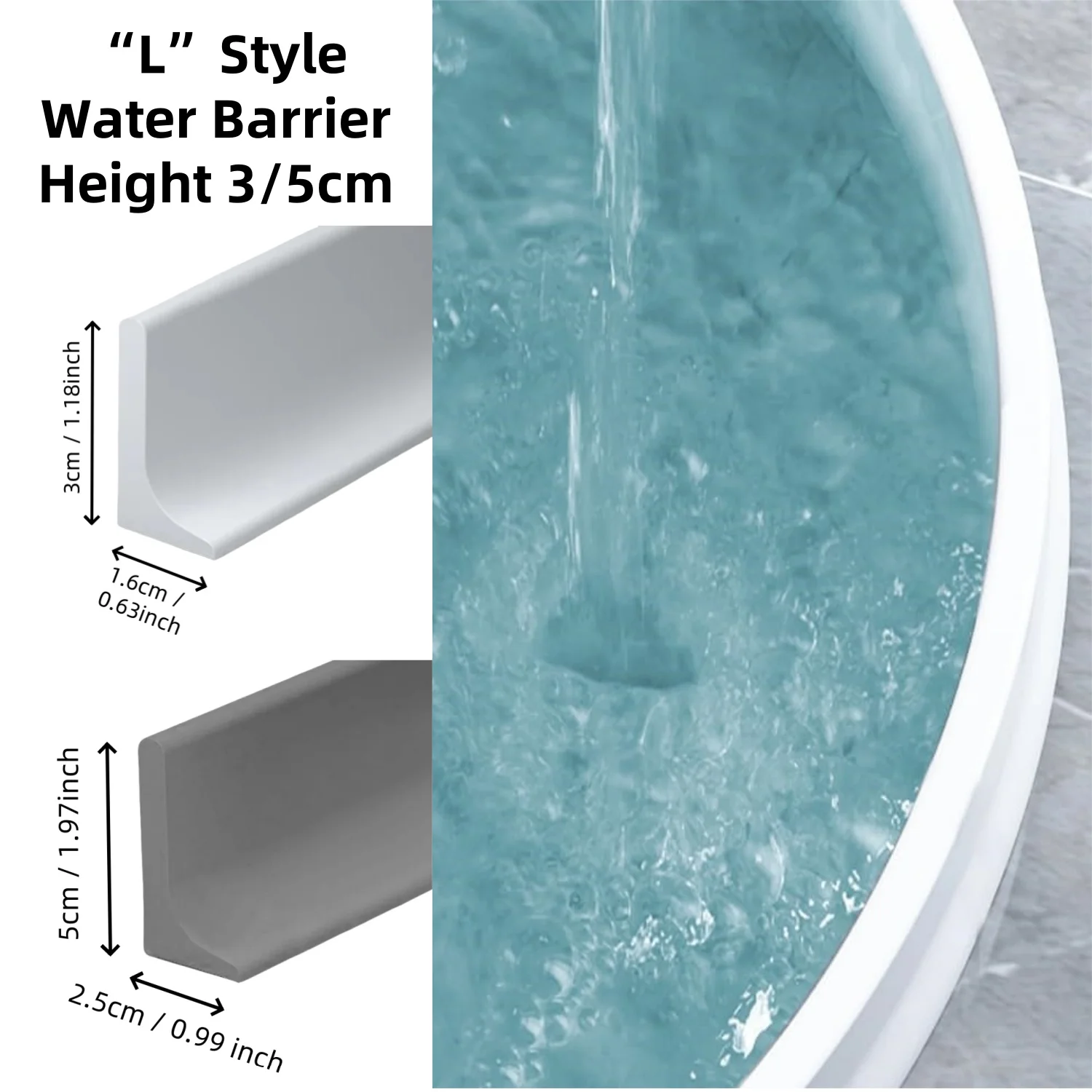 

Height 3/5cm Shower Threshold Water Guard Dam L Style Water Retaining Strip for Dry Wet Separation Caulk Seal Strip Edge Trim