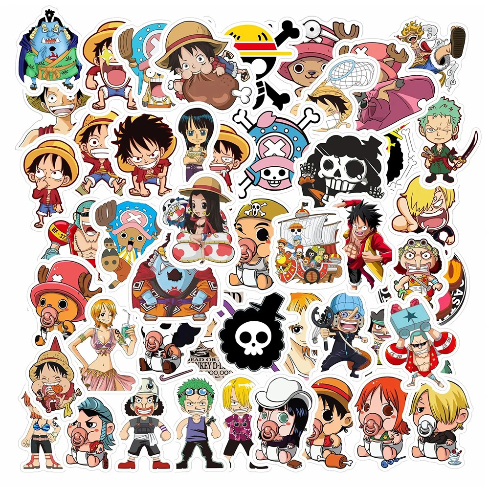 10/30/50/100pcs Anime Luffy One Piece Stickers for Laptop Skateboard Guitar Notebook Suitcase Waterproof Sticker Decal Kid Toy