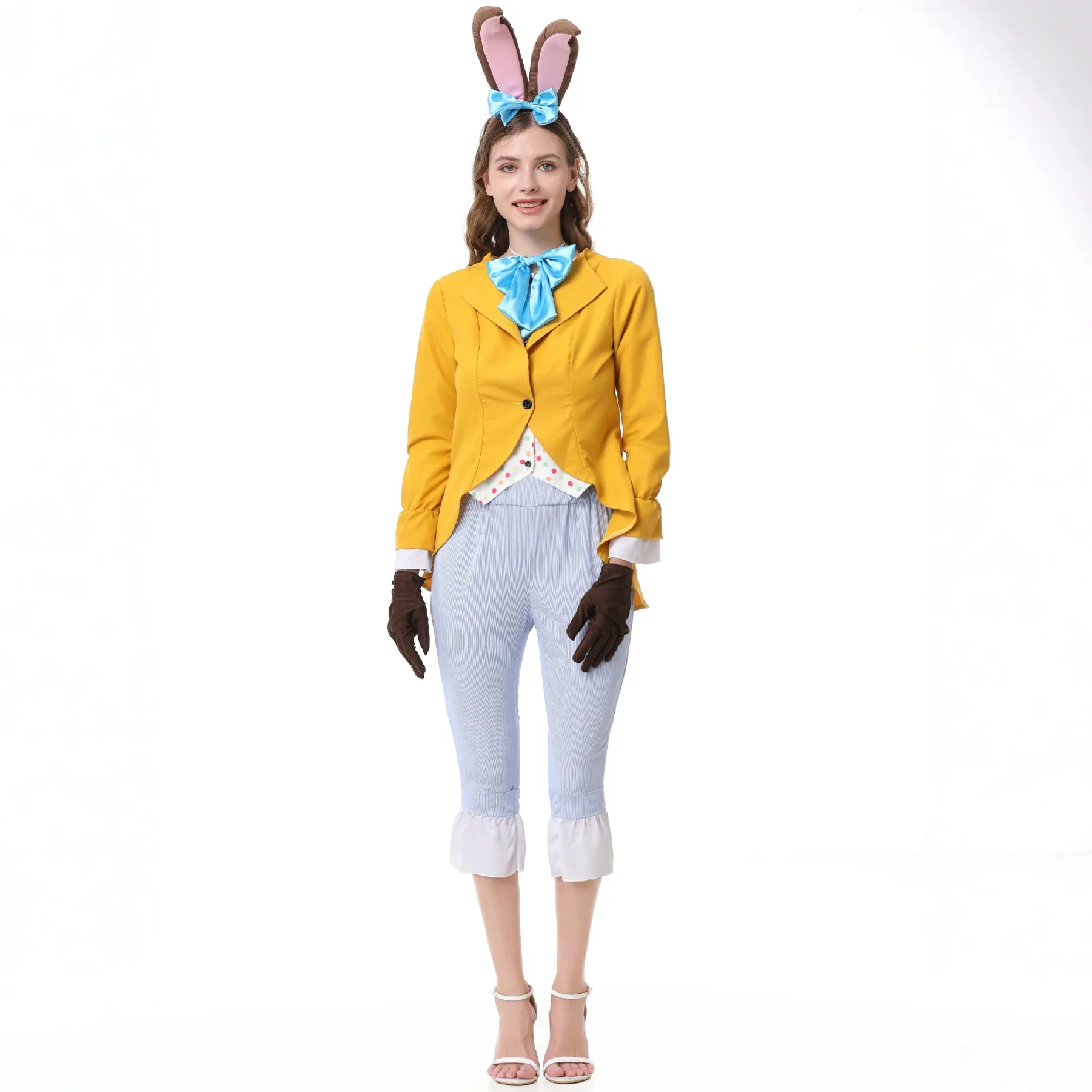 Alice In Wonderland March Hare Costume Halloween Carnival Party Cosplay Fancy Dress Easter Bunny Stage Performance Outfit