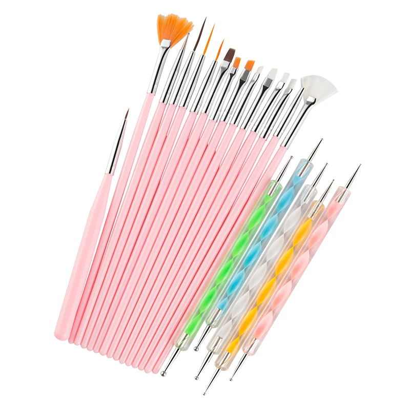 23PCS Nail Art Brushes Kit Liner Dotting Fine Detail Tools for Manicure Design and DIY Nail Art for French Tips Nail Painting