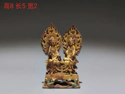 

3.1" Old Northern Wei Dynasty Bronze 24k gilt Shakyamuni Sitting Buddha statue