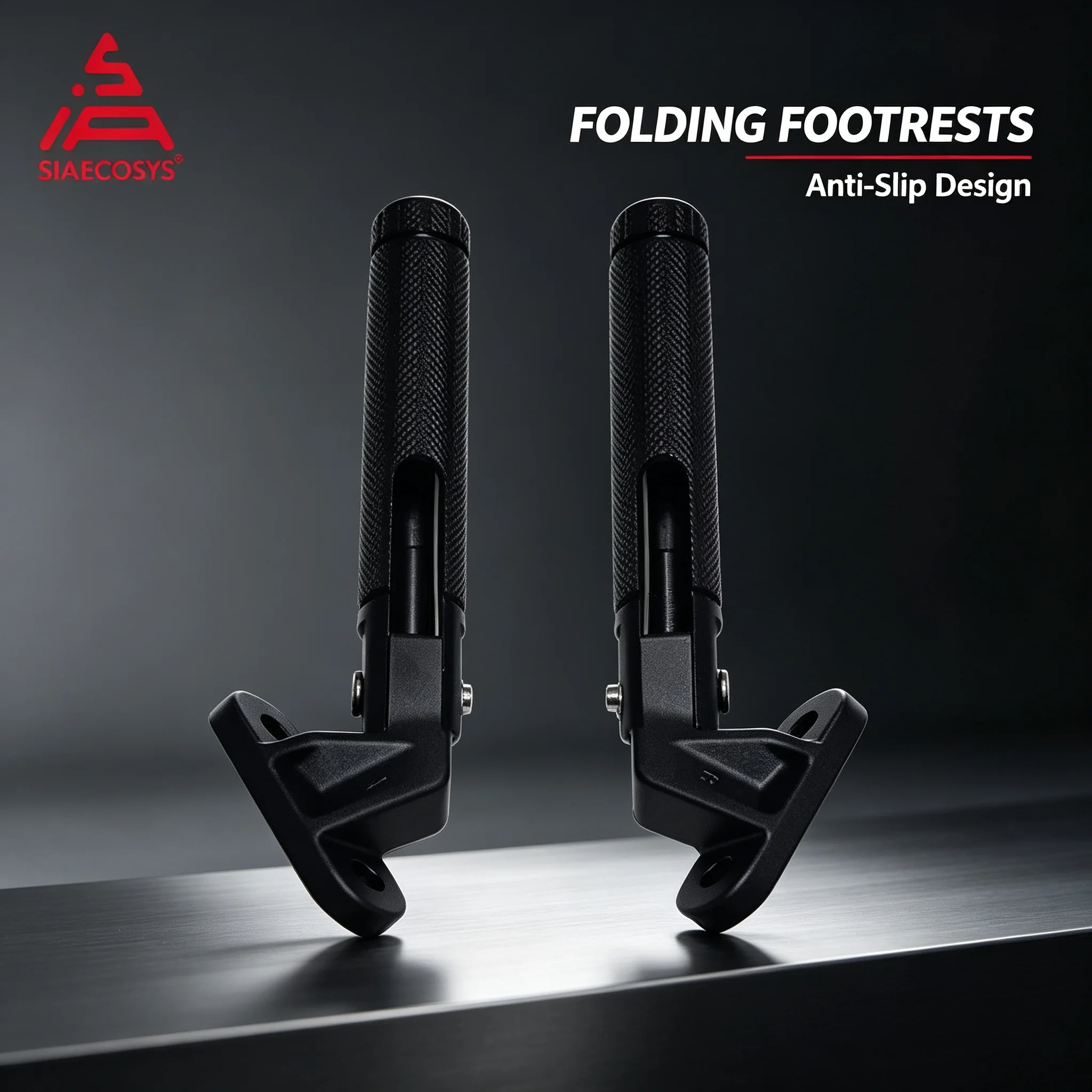 SiAECOSYS Folding Foot Pegs 2Pcs for Electric Bicycle Scooter Motorcycle Rear Passenger Footrest Replacement Accessories