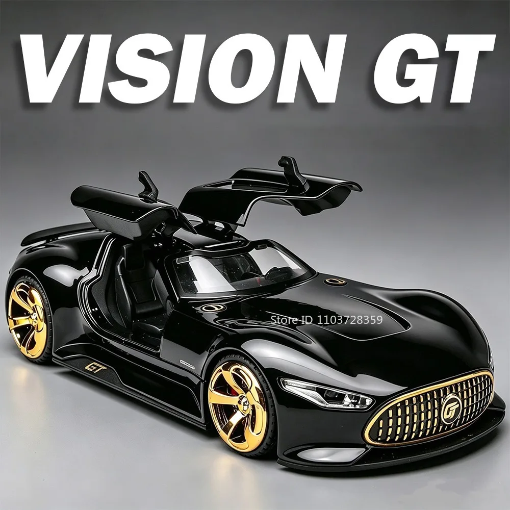 1:32 Miniature Supercar Model Toy VISION GT SLR 772S Alloy Diecast Exquisite Interior Door Opened Pull Back Ornament Sports Cars