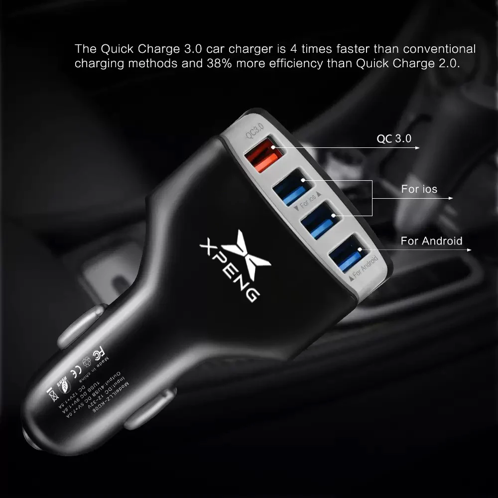 متعددة الوظائف 4 في 1 USB نوع C شحن سريع شاحن محول الهاتف المحمول ل Xpeng G6 2023 2024 Xiaopeng P7 7i X9 G3 G3i G6