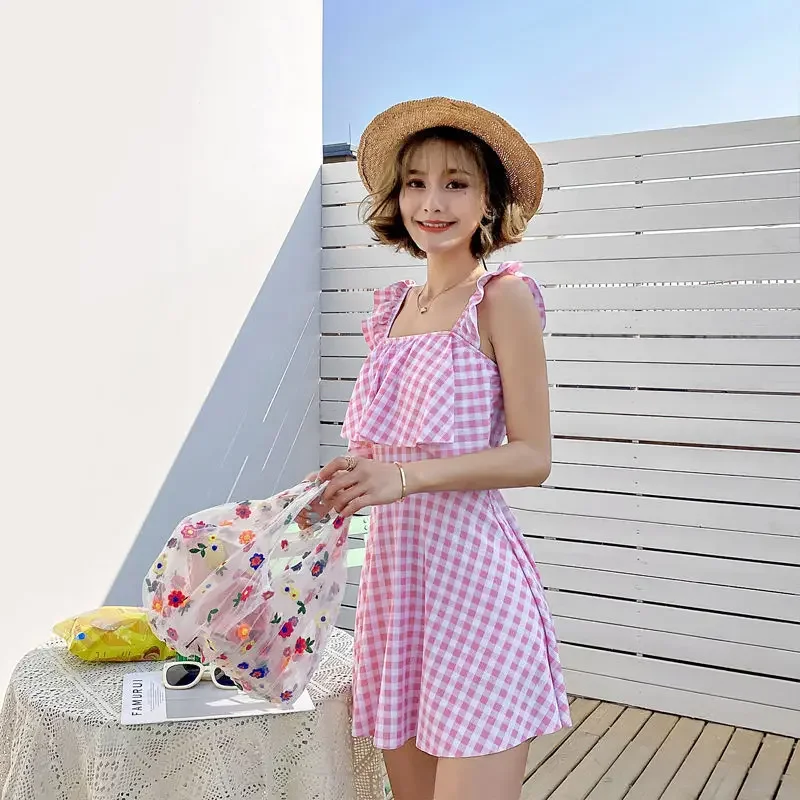 التستر المرأة منقوشة عالية الخصر جميل سليم ملابس السباحة ثوب السباحة شعبية Mujer ملابس الشاطئ صيف 2021 قطعة واحدة تصميم بسيط #1