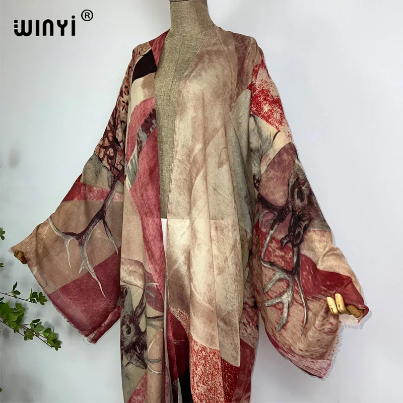 WINYI kimono Africa summer boho print beach swimwear Elegant Cardigan sexy kaftan 2023 beach wear swimsuit woman evening dress