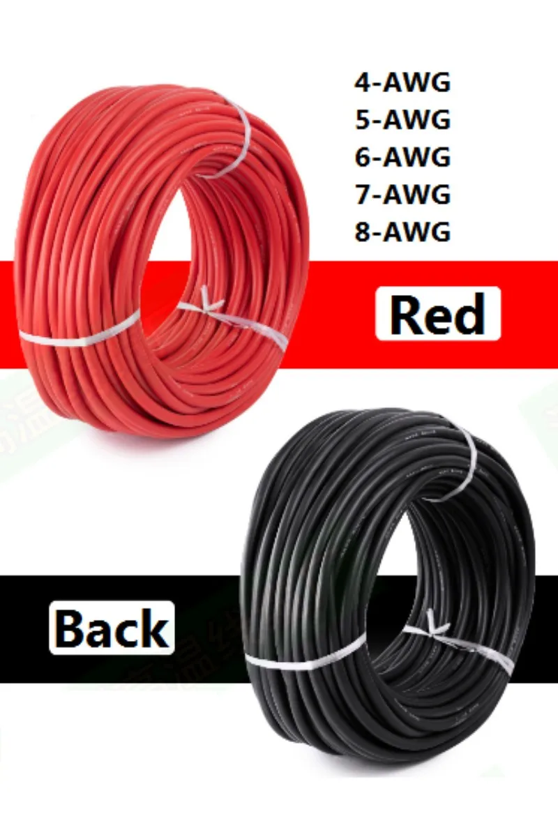 Red Black Ultra Soft Silicone Wire Electric Car Battery Cable Power High Current Inverter 4AWG 5AWG 8AWG 7AWG 6AWG