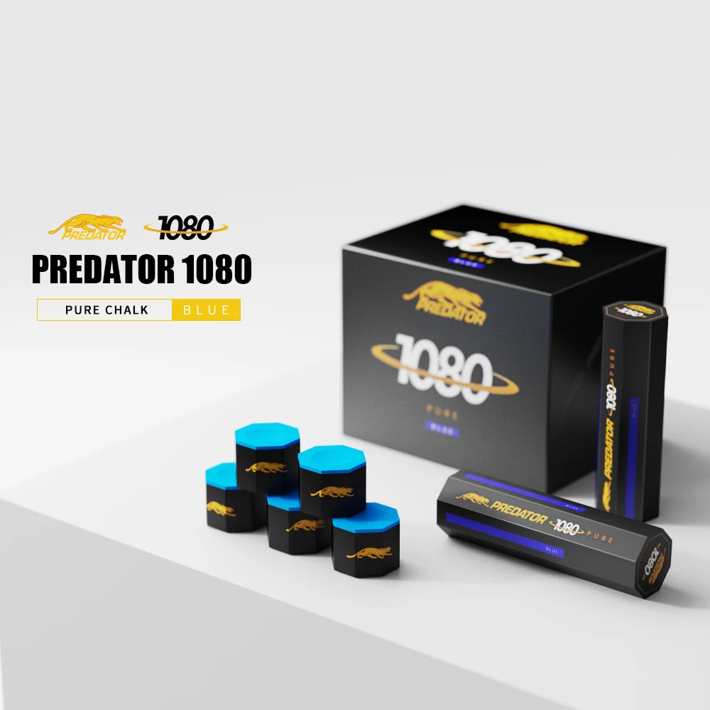 PREDATOR 1080 Cue Chalk Pure Blue Medium Oil Billiard Performance Chalk Shape Octagon 5 PCS Per Tube