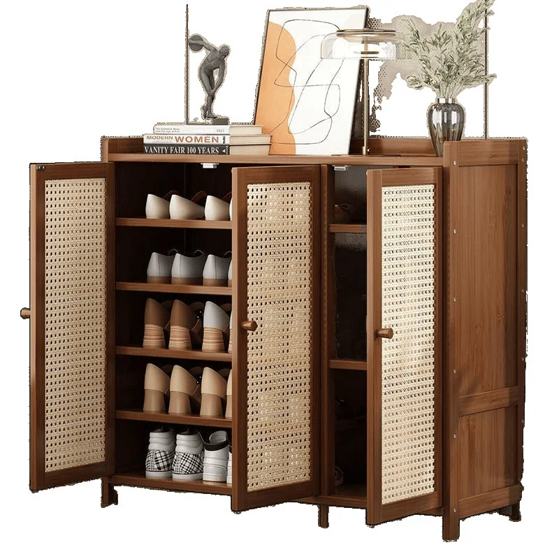 

Shoe Cabinet Household Multifunctional Door Breathable Indoor Shelf Entry Entrance Locker Rattan Large Capacity Storage
