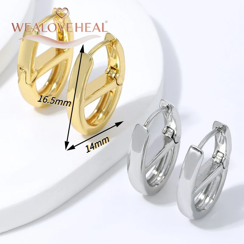 1 Paar 18K vergoldete Messing-H-Form Schweinsnase Huggie Creolen für Damen 16,5x14mm polierte Ohrringe für den Alltag, Party oder als Geschenk – Detail 17