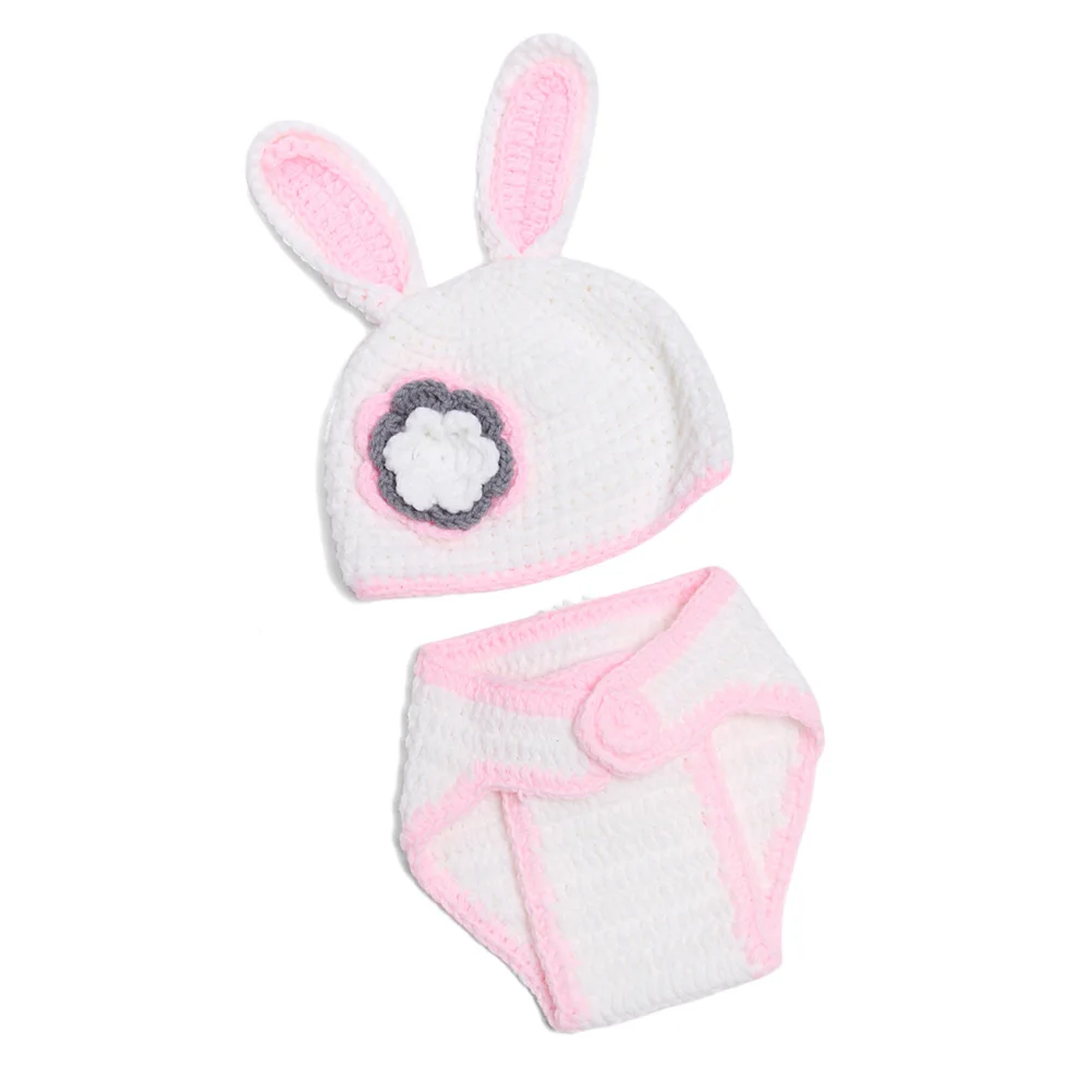 

Baby Photo Props Newborn Rabbit Outfit Set Pink White Knit Crochet Baby Outfits Photography Props Newborn Costume