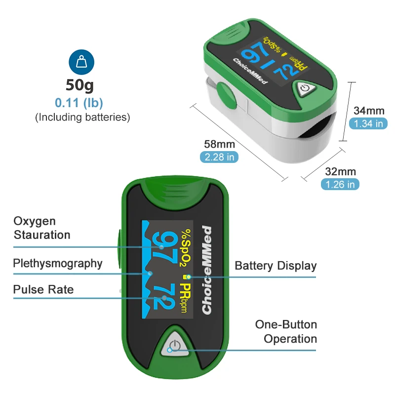 ChoiceMMed Fingertip Oximetro OLED Digital Finger Pulse Oximeter Blood Oxygen Saturation Monitor SPO2 Heart Rate Meter MD300C26