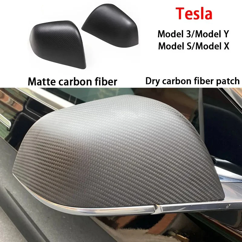 Suitable for Tesla Model 3 Dry Carbon Fiber Rearview Mirror Housing Model Y Model S X Carbon Fiber Rearview Mirror Housing Patch