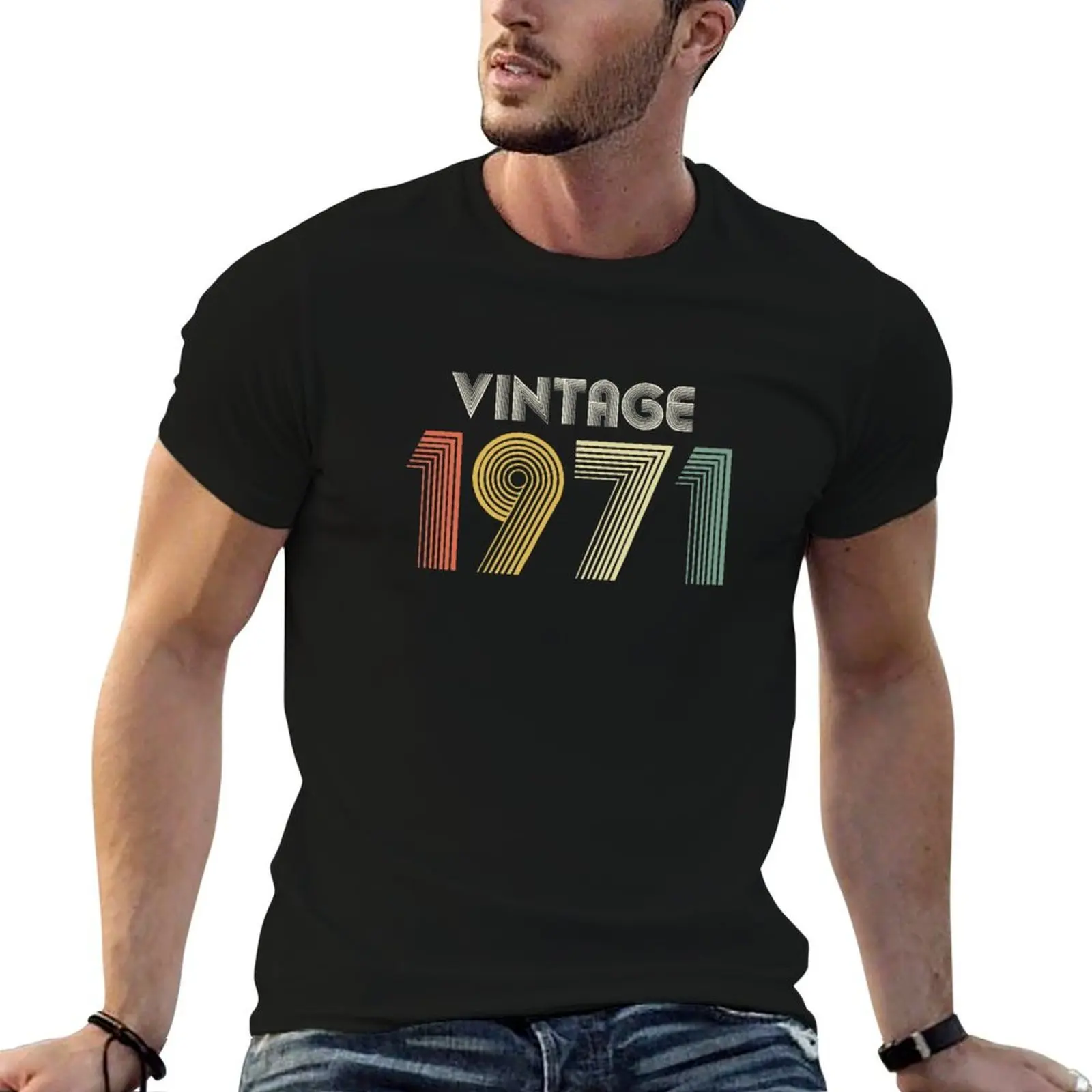 

50th Birthday Vintage 1971 Gift T-Shirt anime t shirts for man t shirt custom print T-Shirt