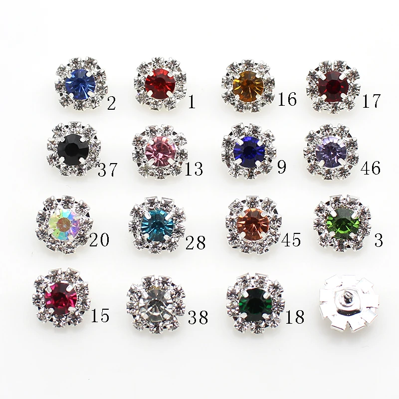 Nuovo 10 pezzi/lottp 16 MM diamante colore misto bottoni in metallo maniglia fai da te bottoni da cucire, utilizzati per accessori decorazione