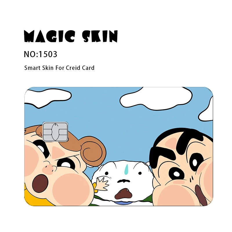 Anime Crayon Shin-Chan Poker Sticker Film Tape Skin for Credit Card Debit Card Cartoon Waterproof Stickers Small Chip image 6